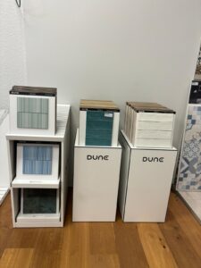 Catalogue de produit DUNE mis en avant lors de notre visite Belliard Matériaux